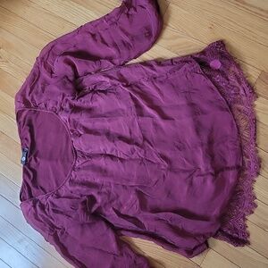 EUC Silk Purple Lace Hem Top Size M